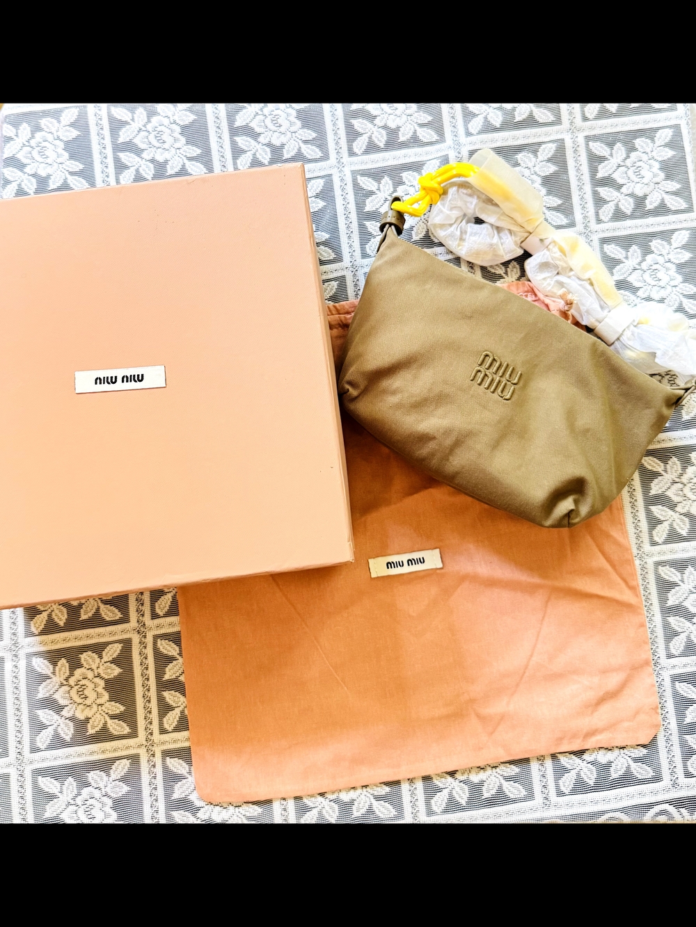 Miu Miu Olive Green Shoulder Pouch with Logo